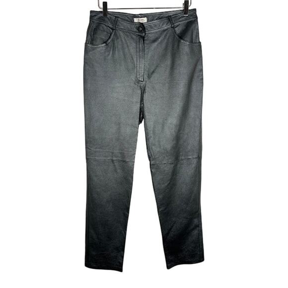 Reflections Image of You Missy Leather Straight Pants 14 Gray High Rise - Picture 1 of 5